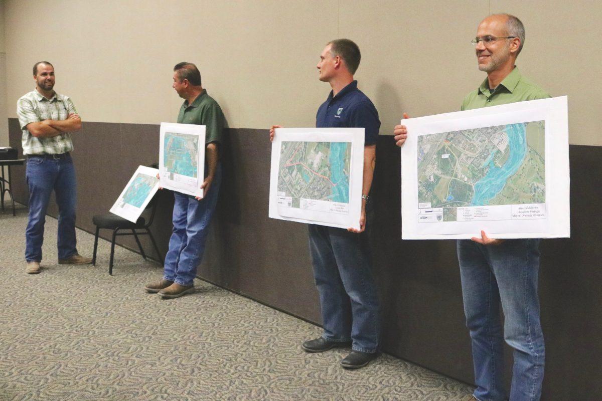 Engineers present their flood map plans at a city public meeting. San Marcos residents in attendance had the opportunity to share their thoughts and concerns.Photo by Victor Rodriguez | Staff Photographer