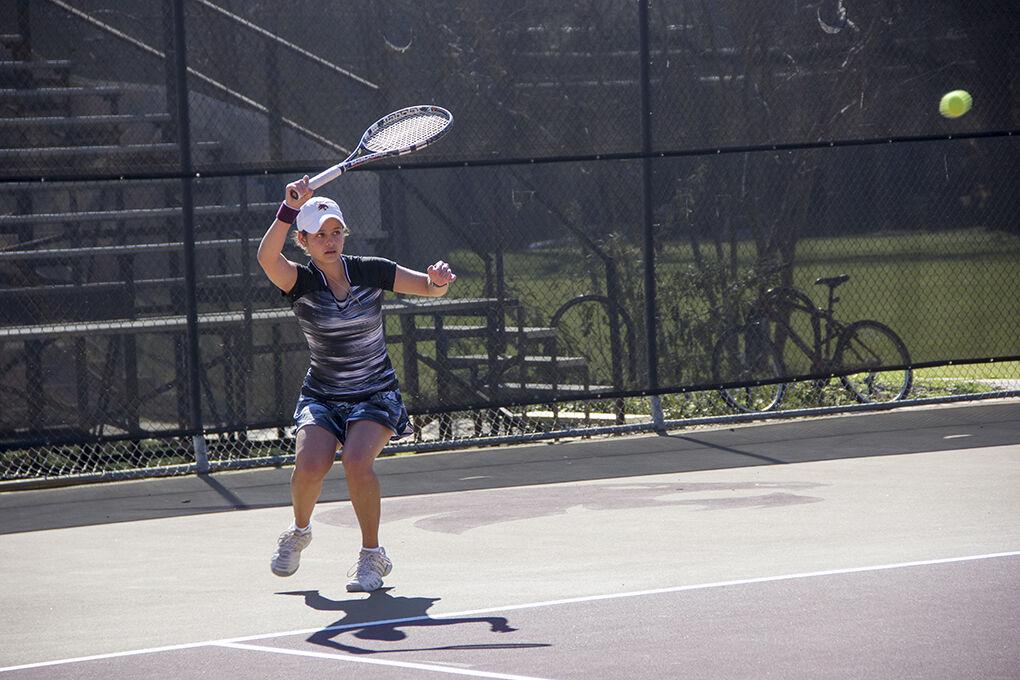 File photo
Ana Perez swings her tennis racquet Jan. 23.