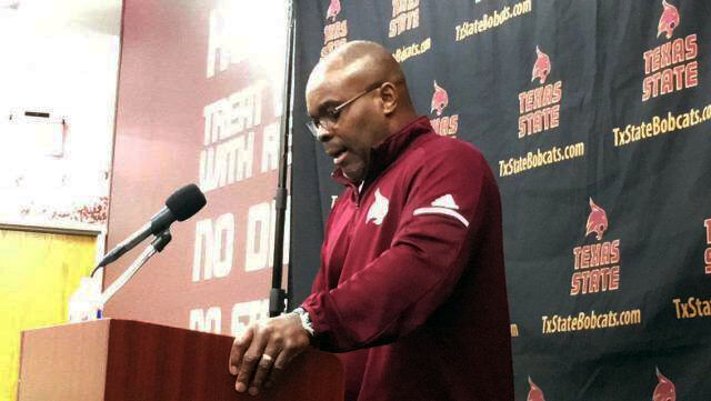 everett Withers, head football coach speaks to attenders during a press conference