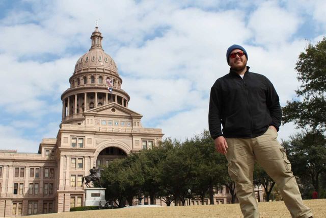 Jordan Provencher takes a break from his march for diabetes at the capital of Texas.
Photo courtesy of Jordan Provencher.