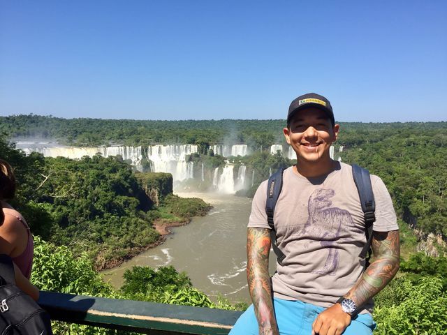 Alfredo Ramirez, graduate student and Boren Fellow, poses for a picture in Foz do Iguaçu, Brazil.
Photo courtesy of Alfredo Ramirez.