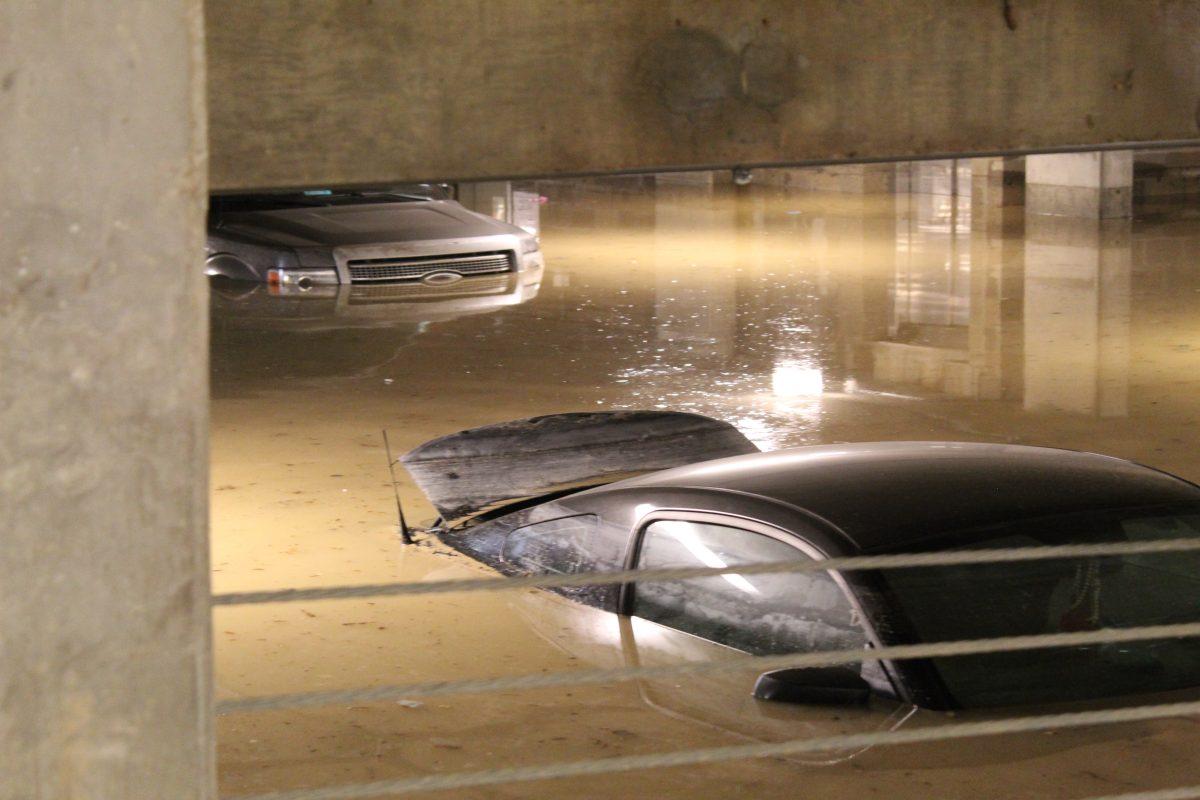 Flash+flood+leaves+city+by+noon%2C+but+destroys+vehicles+in+The+Pointe%26%238217%3Bs+garage.Photo+by%3A+Katie+Burrell+%7C+News+Editor