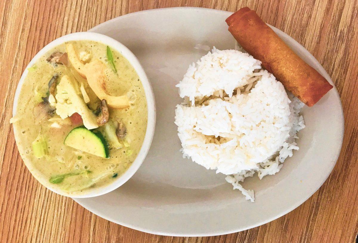 Thai Thai Cafe in San Marcos has many vegan options including the green curry with a side of ricePhoto by Maryssa MaynardStaff Photographer.