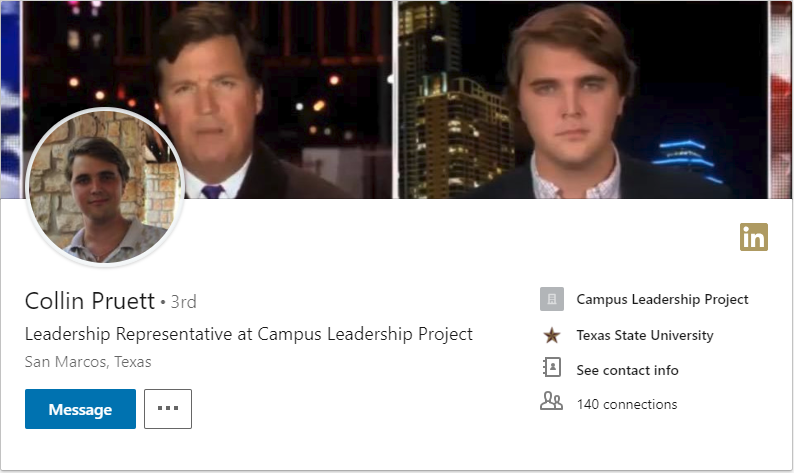 Boreing’s former Chief of Staff Collin Pruett now works for the Campus Leadership Project, a subsidiary of TPUSA that allegedly influenced Boreing’s election.