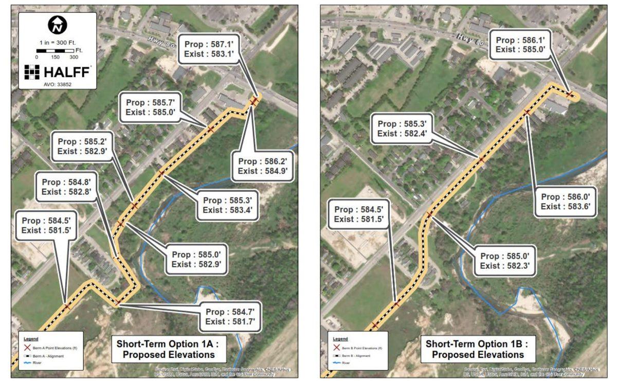 The proposed near-term solutions for the Blanco Gardens area along River Road.Courtesy of the city of San Marcos.