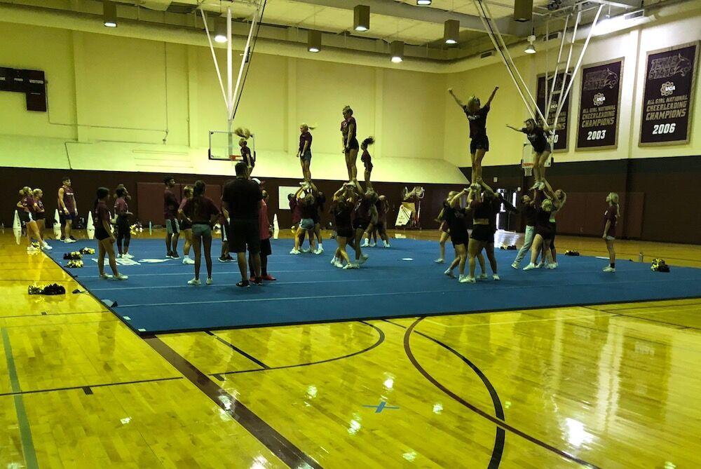 
Texas State’s cheer squad practices stunts Sep. 26 for gamete performances.


Photo By Anthony Flores
