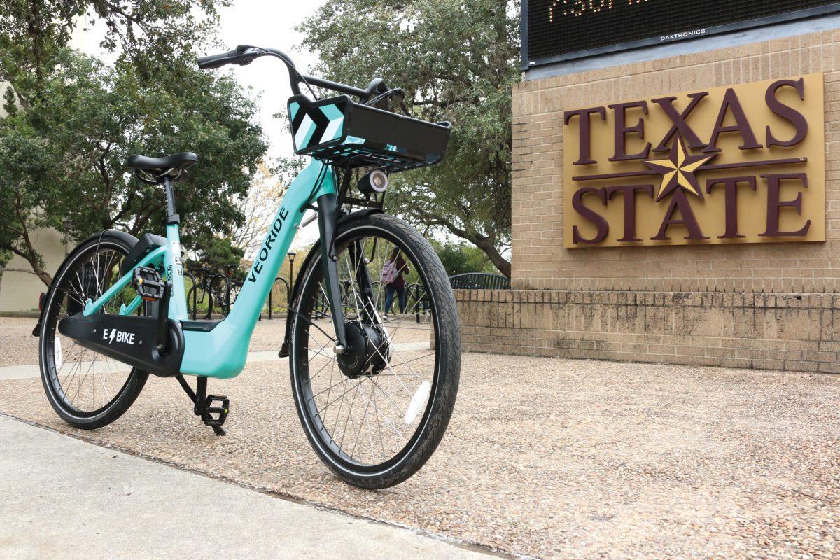 New electronic VeoRide bike sits on display Feb. 22 in the quad.Photo by Jaden Edison