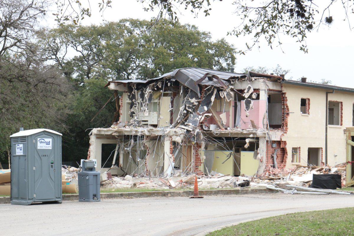 The demolished Burleson and Hornsby Halls Feb. 15 on Smith Drive.Photo by Jaden Edison