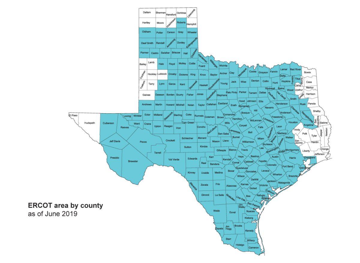 ERCOT county map. Photo source: Ercot.com.