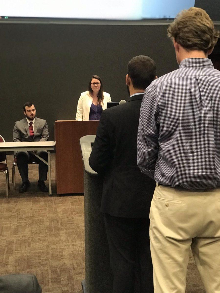 State Representative Erin Zwiener gives student senators an update on the last session held by the Texas House of Representatives on Sept. 30..
