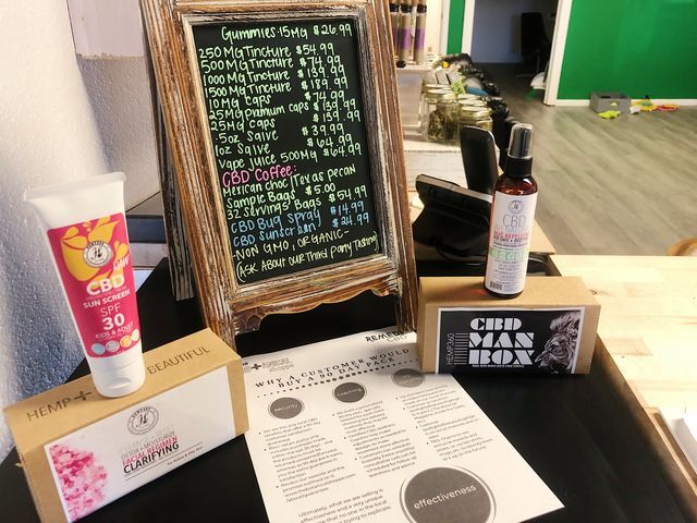 CBD products testers on display on Tuesday, January 21, 2020, at The Botanical Shoppe located at 171 S LBJ Dr. The products are said to be organic, vegan and GMO-free.