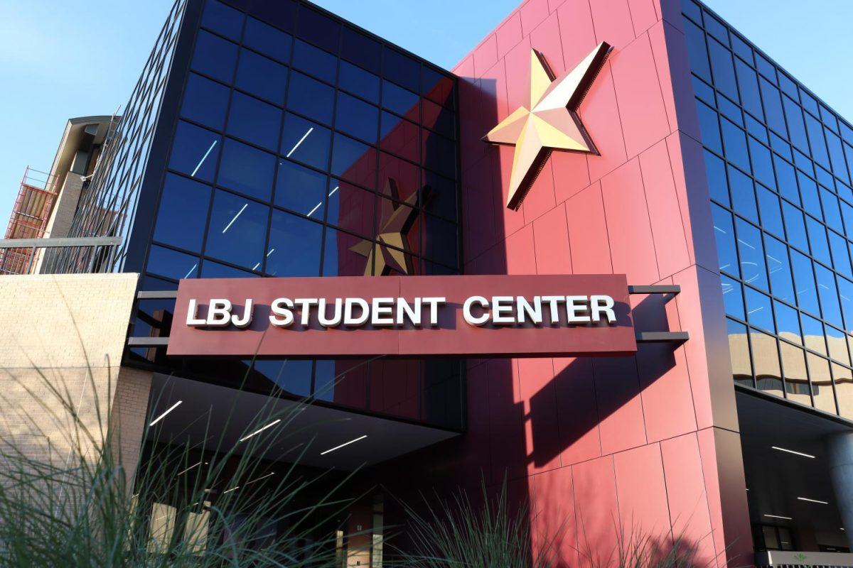 The+entrance+to+the+student+center+facing+main+campus+has+been+on+display+throughout+2019%2C+and+the+side+is+completed+with+full+glass+windows+and+the+Texas+State+star.