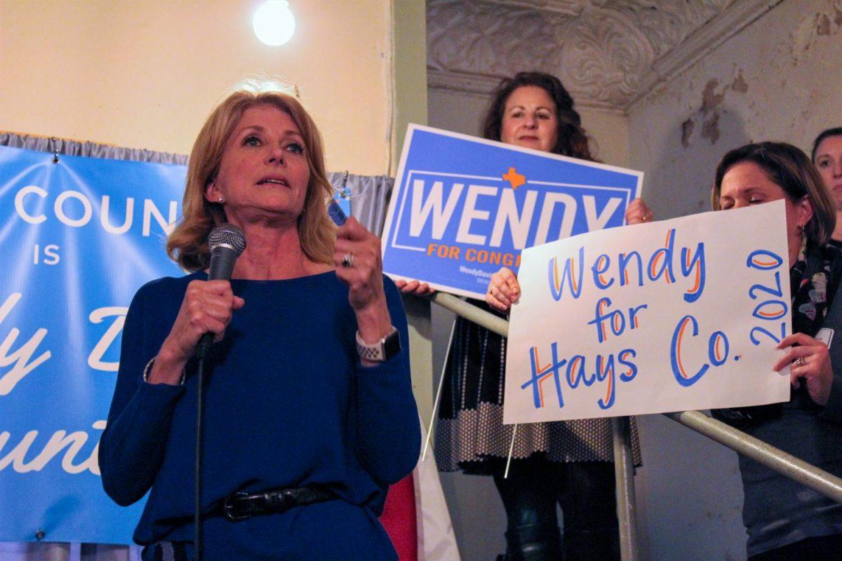 Wendy Davis addresses supporters during her campaign stop in Buda, Jan. 10.