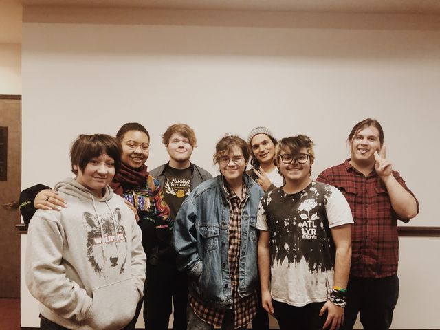Members of Transcend pose for a photo after their weekly meeting Feb. 20, 2020, in the LBJ Student Center. Transcend is the first trans-specific organization in any Texas public university.