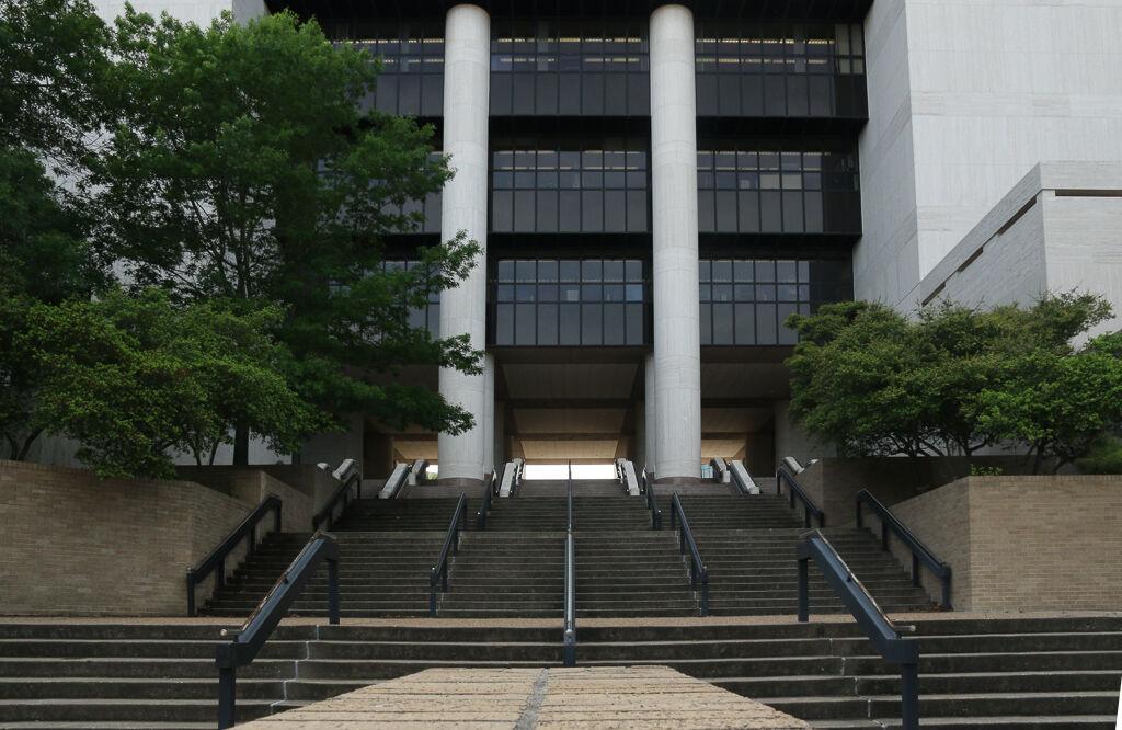 The stairs to Alkek Library sit unoccupied, Tuesday, March 31, 2020, at Texas State. On a normal day, Alkek’s stairs serve as the ultimate fitness test for students walking to and from classes.