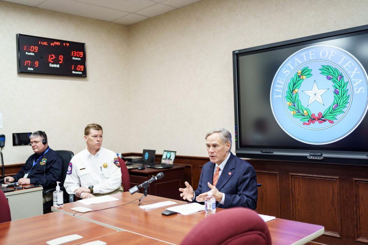 Texas Gov. Greg Abbott announces the activation of the Texas National Guard in response to the COVID-19 pandemic. The announcement was made in the Governor’s conference room in the Texas Department of Emergency Management Command Center. Abbot was joined by Chief Nim Kidd, head of the Texas Division of Emergency Management.
