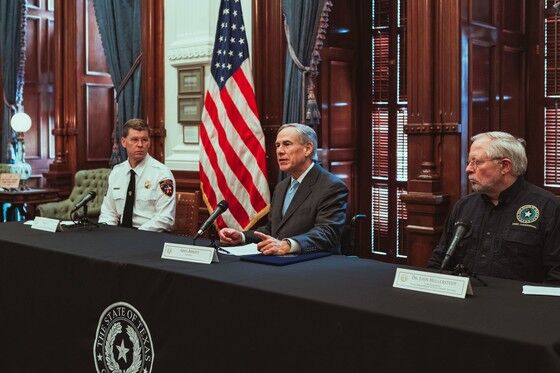 Texas Gov. Greg Abbott sits in his office, Sunday, March 26, 2020, at the State Capitol.