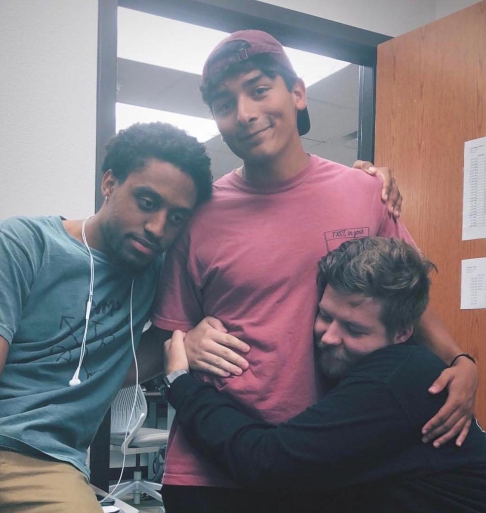 (Left to right) Carrington Tatum, Jakob Rodriguez and Sawyer Click hug for a photo, fall 2018, in The University Star’s newsroom. Jakob spent all four of his years at Texas State as a member of The Star. He was at the forefront of every important development throughout his time, occupying roles as a reporter, assistant editor, section editor and editor-in-chief. His leadership and skillset changed the culture of The Star; he graduates as one of our most beloved and talented journalists ever.