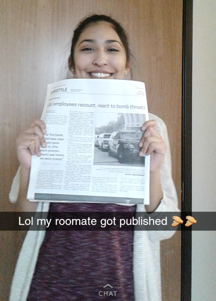 Sonia Garcia holds a newspaper, fall 2017, with her first Star byline. (Courtesy of Sonia Garcia)
