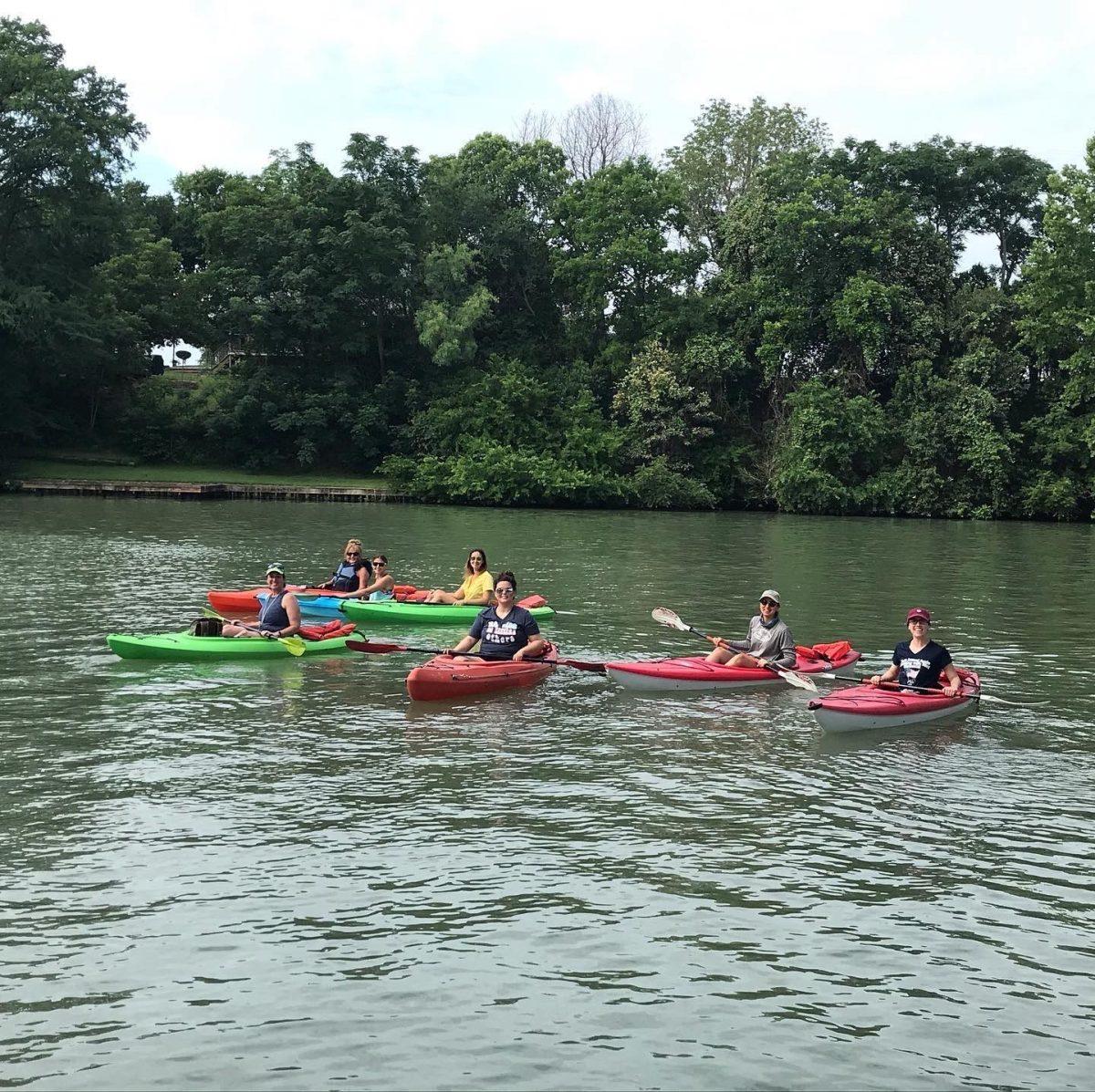 A group of friends make the most out of the summer day by utilizing the Guadalupe River and renting kayaks from Red Beard Boats located on 933 Reiley Road Seguin, Texas. (Photo courtesy of Terri Nelligan-Davis)