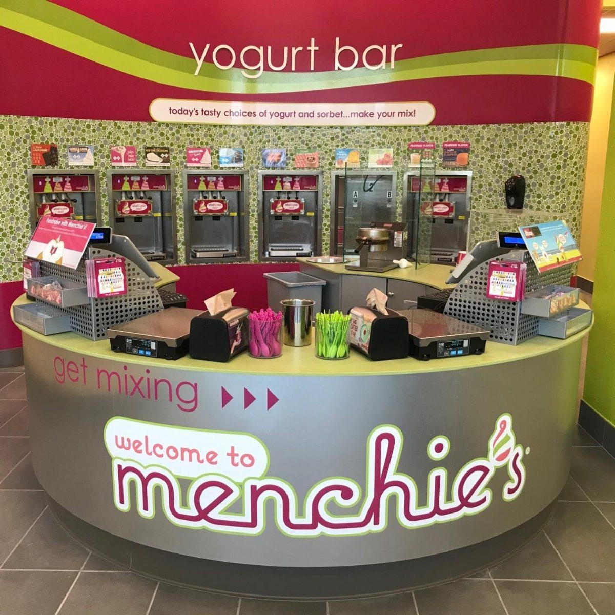 Inside the Menchie’s Frozen Yogurt store.