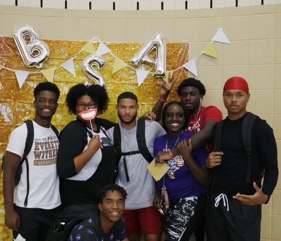 Complete with sparkles and decorations, members of the Black Student Alliance celebrate the beginning of the fall 2019 semester at the Student Recreation Center. (Courtesy of Destiny Whitaker)