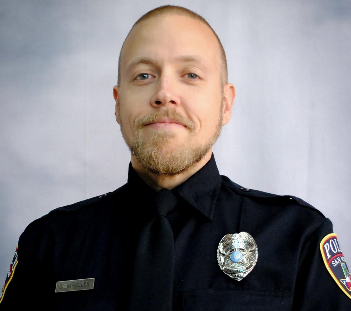 San Marcos Police Department officer Justin Mueller was shot while responding to a domestic disturbance call, Saturday, April 18, 2020, at the Twin Lakes Villa Apartments in San Marcos.