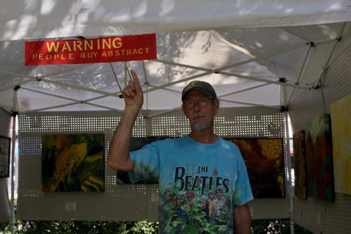 Local painter Ronnie Borden showcases his art, Saturday, Sept. 12, 2020, at the monthly Art Squared Art Market in San Marcos.