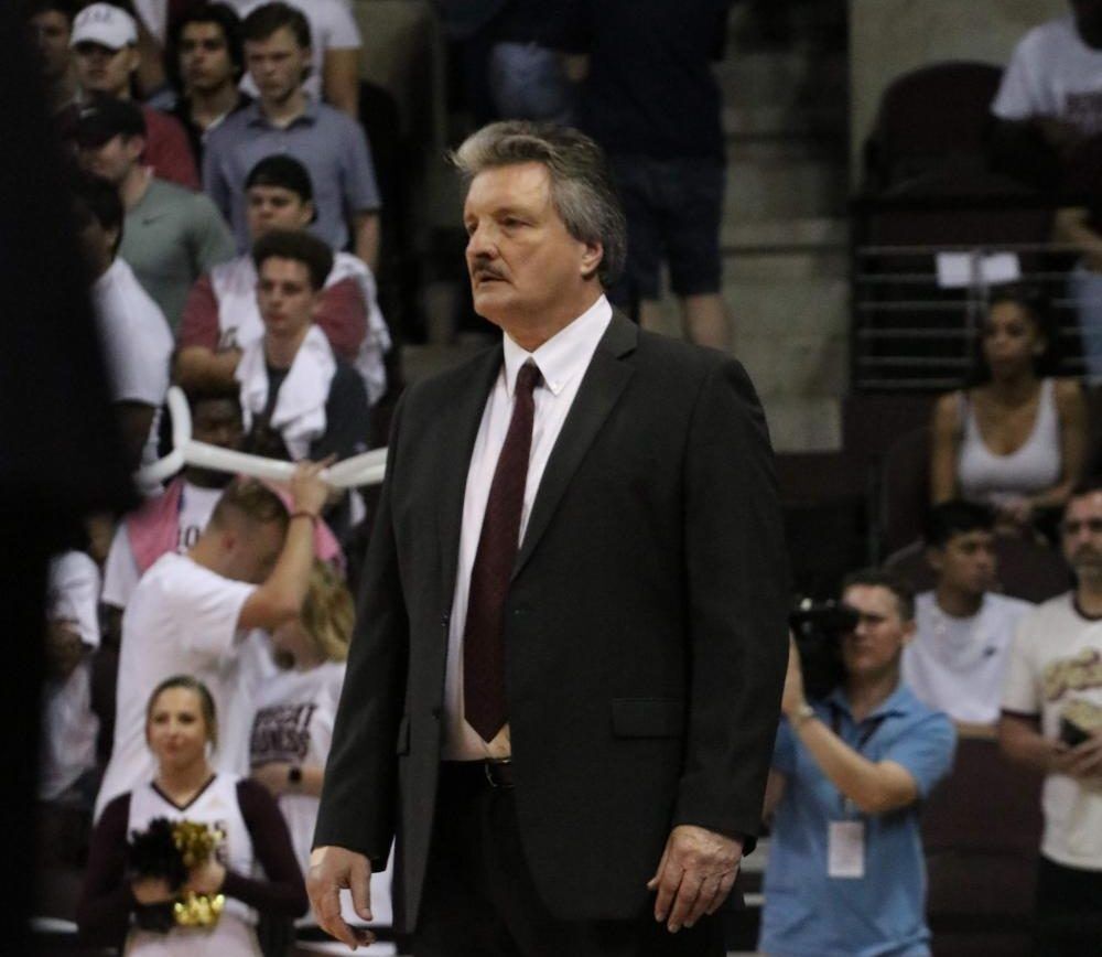 Danny Kaspar stands on the sideline during a men’s basketball game in the 2019-2020 season. Kaspar resigned from his position as men’s basketball head coach, Tuesday, Sept. 22, 2020, months after a former player accused him of making racist remarks to players on the team.