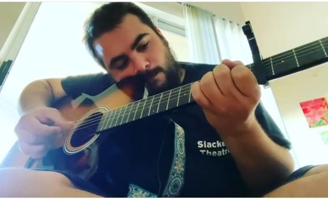 Luis Parra plays the guitar during his weekly live-stream on Instagram September 7, 2020, in an effort to raise funds for GOOD.s album recording. Parra is the lead performer of GOOD. but is currently working on El Trigal, a personal project that aims to feature musical guests.