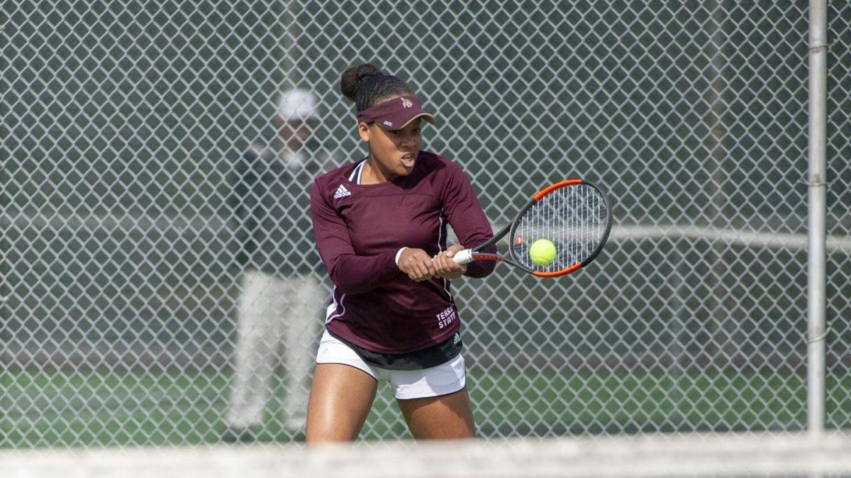 Senior Rishona Lewis had an impressive outing at the Texas A&M Invitational Oct. 16-17, including a big doubles win against Texas A&M.