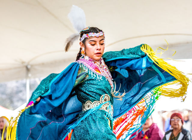 A+participant+in+the+Fancy+Shall+Dancer+Competition+performs+at+the+Sacred+Springs+Powwow+at+the+Meadows+Center%2C+Nov.+2018%2C+in+San+Marcos.