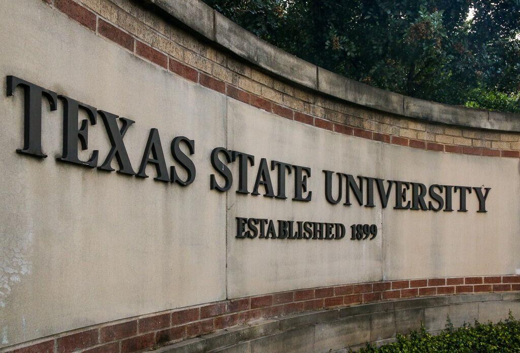 Texas State University sign. 