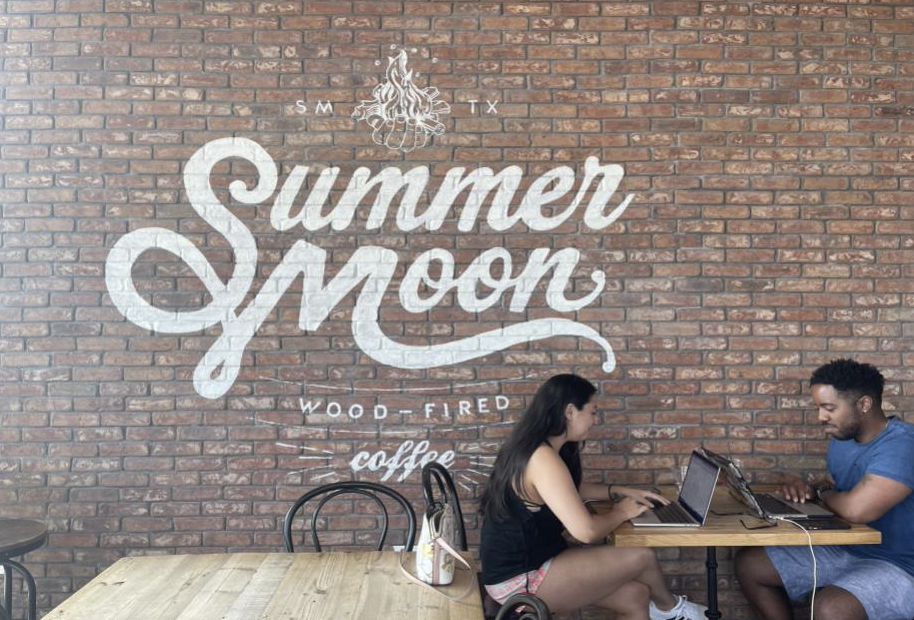 Customers sit and work inside Summer Moon. 