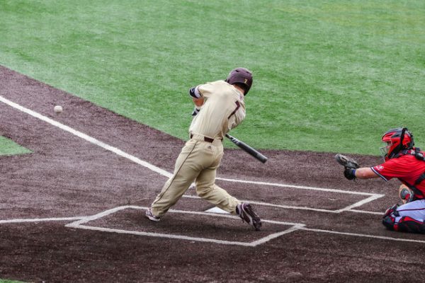 Texas State junior outfielder John Wuthrich (7) hits the South Alabama pitch, Sunday, May 9, 2021, at Bobcat Ballpark. The Bobcats lost 9-4.