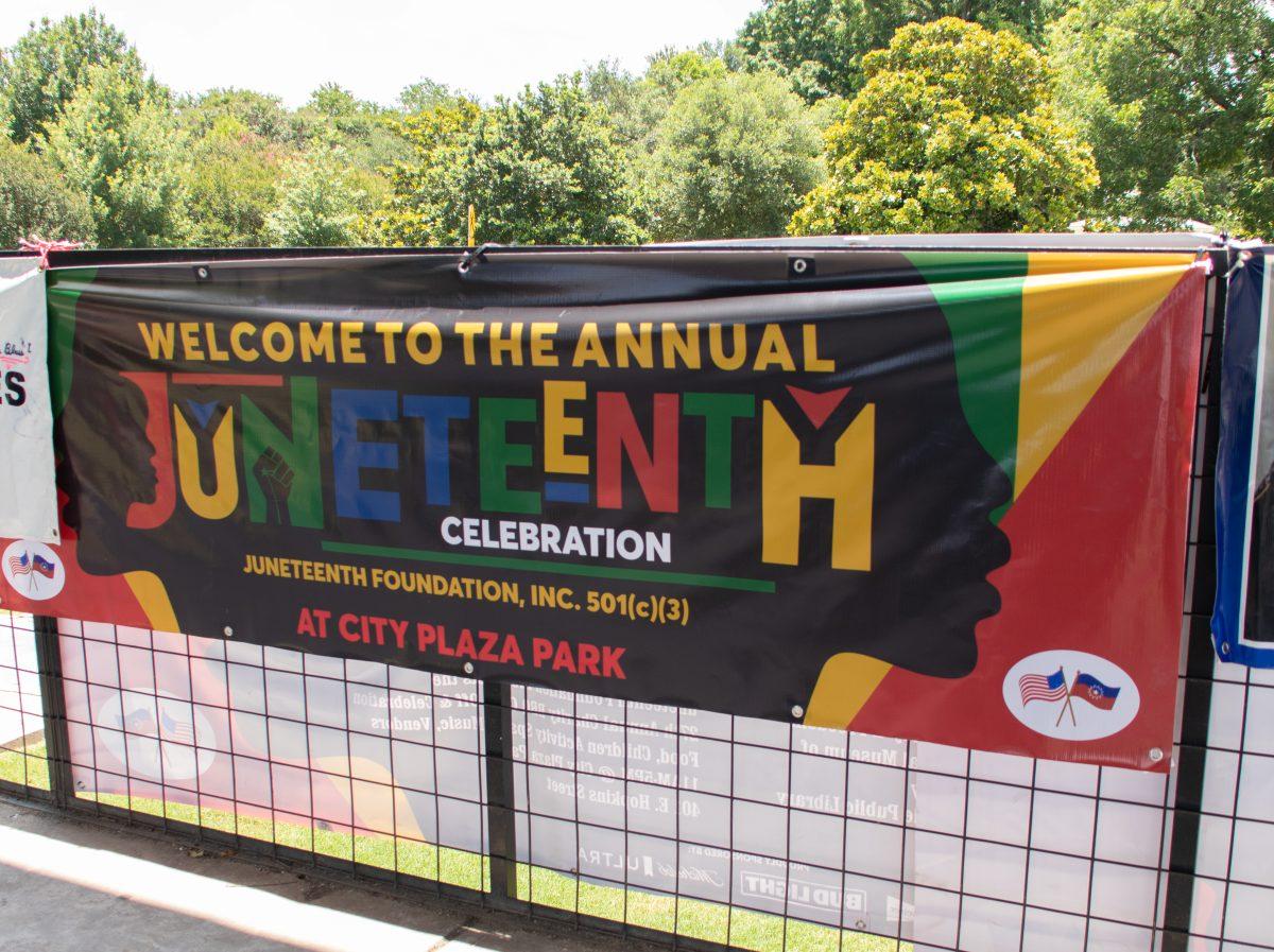 A+sign+for+the+Annual+Juneteenth+Celebration%2C+Saturday%2C+June+19%2C+2021%2C+at+Plaza+Park.