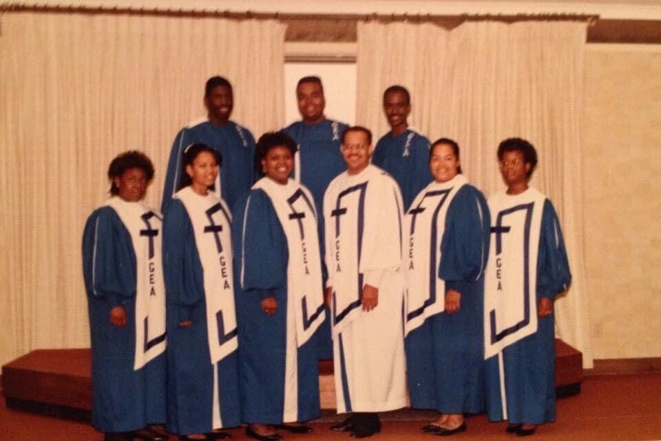 The+original+nine+members+of+the+Texas+State+Gospel+Expressions+Association+stand+for+a+group+photo+in+1983.