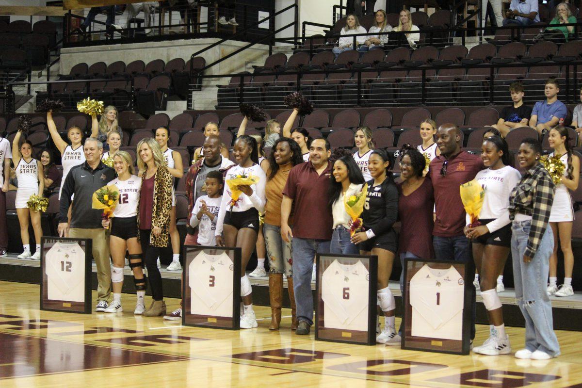 Texas+State+volleyball+seniors+receive+honors+during+Senior+Day+at+their+last+home+game+of+the+season%2C+Sunday%2C+Nov.+7%2C+2021%2C+at+Strahan+Arena.