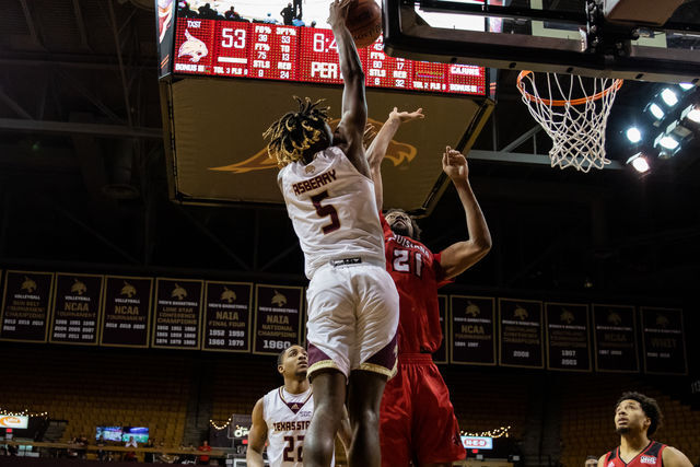 Texas+State+senior+guard+Caleb+Asberry+%285%29+goes+up+to+dunk+the+basketball+during+a+game+against+the+University+of+Louisiana%2C+Saturday%2C+Jan.+15%2C+2022%2C+at+Strahan+Arena.+The+Bobcats+won+72-68.