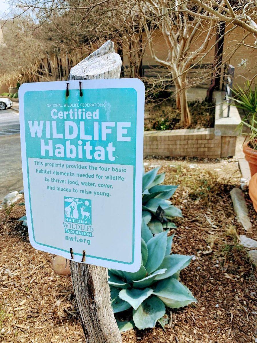 Certified+Wildlife+Habitat+sign+outside+of+the+Agriculture+building.