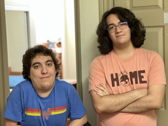 Texas State business graduate student Sidney Naseralla (left) and English junior Adam Naseralla inside of their dorm room, Sunday, March 20, 2022, at San Jacinto Hall.