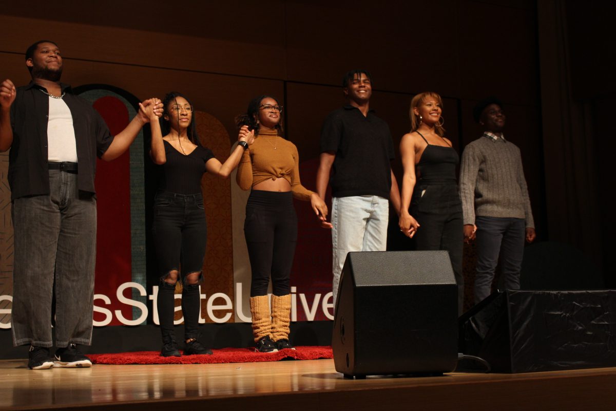 The cast of Young, Gifted & Black: A Black History Month Celebration rehearse a curtain call, Friday, Feb. 10, 2023, at the Performing Arts Center. 