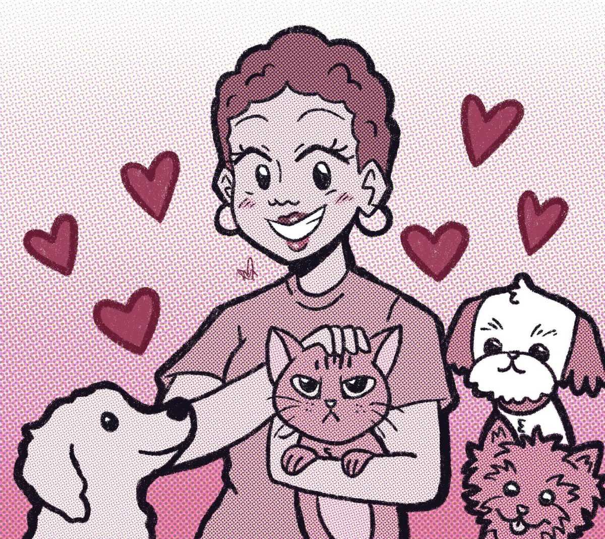 Pets on campus illustration