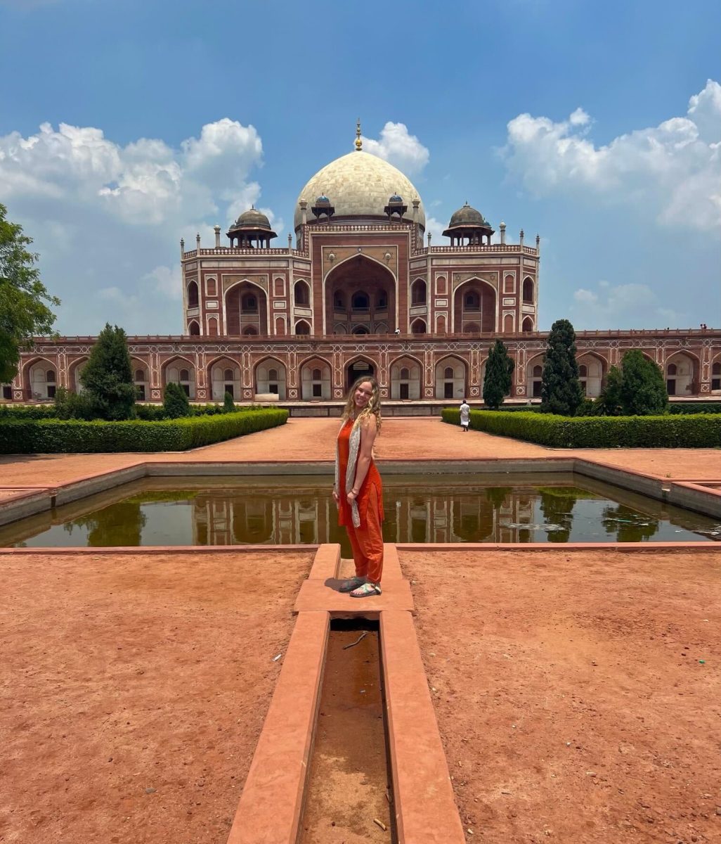 Halle Dobbs, history and education junior, poses in front of Humayuns Tomb during her study abroad trip, Saturday, May 13, 2023, in New Dehli, India.