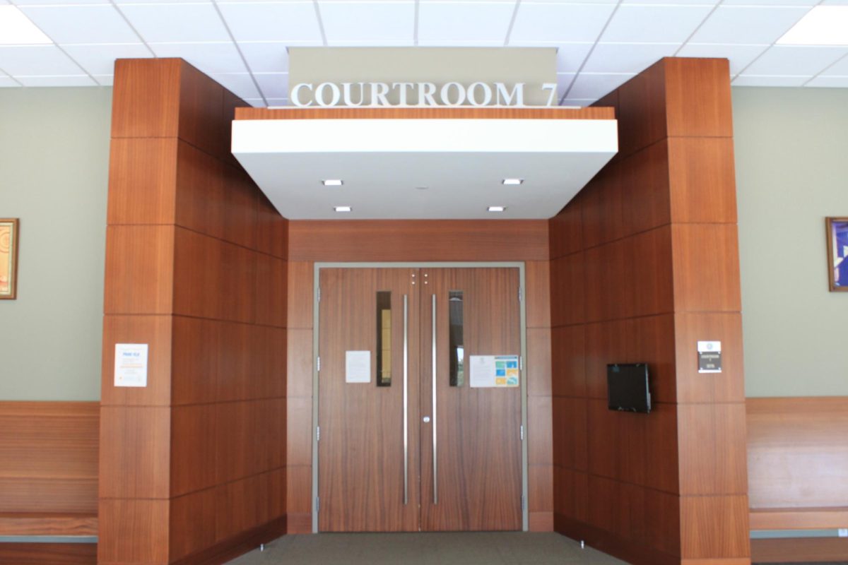The front of Courtroom 7, Friday, Sept. 15, 2023, at Hays County Government Center in San Marcos.