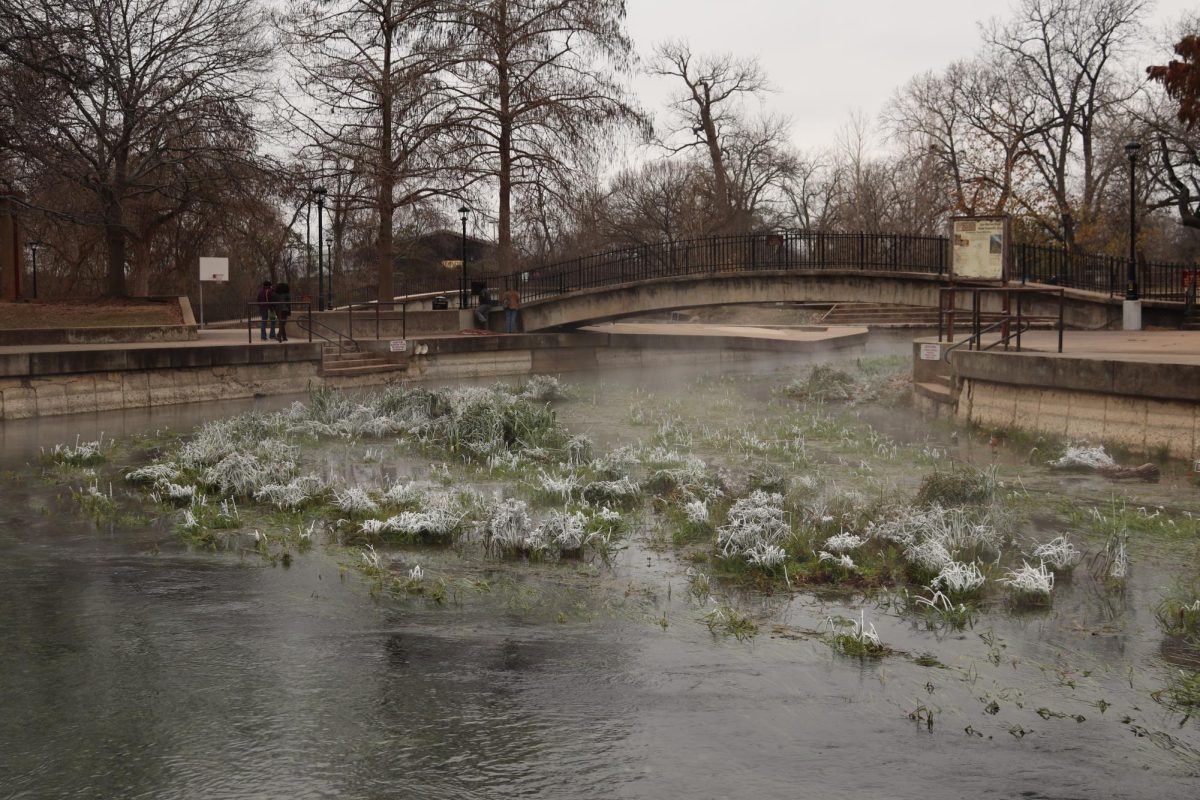 Cold water rushes through the river at Sewell Park, Monday, Jan. 15, 2023.