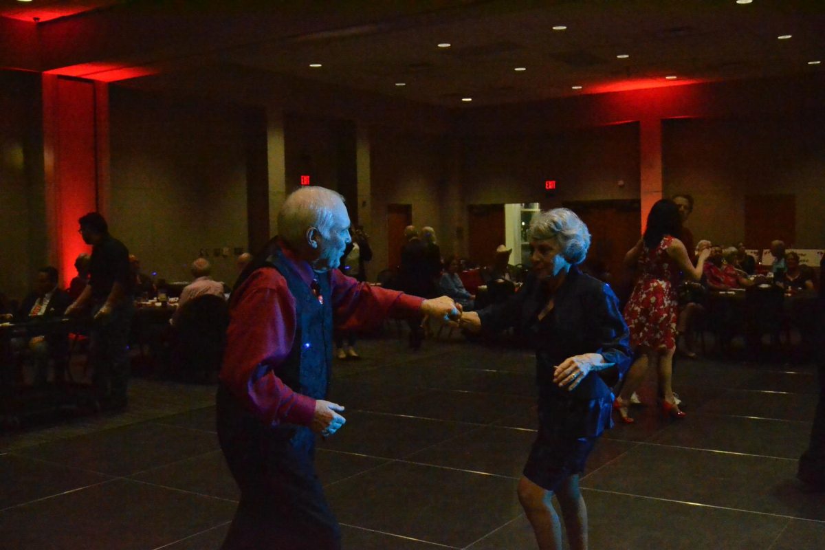 San Marcos residents Mike and Angie Harelick on the dance floor at the Golden Sweethearts Ball, Friday Feb. 9, 2024, at the San Marcos Activity Center.