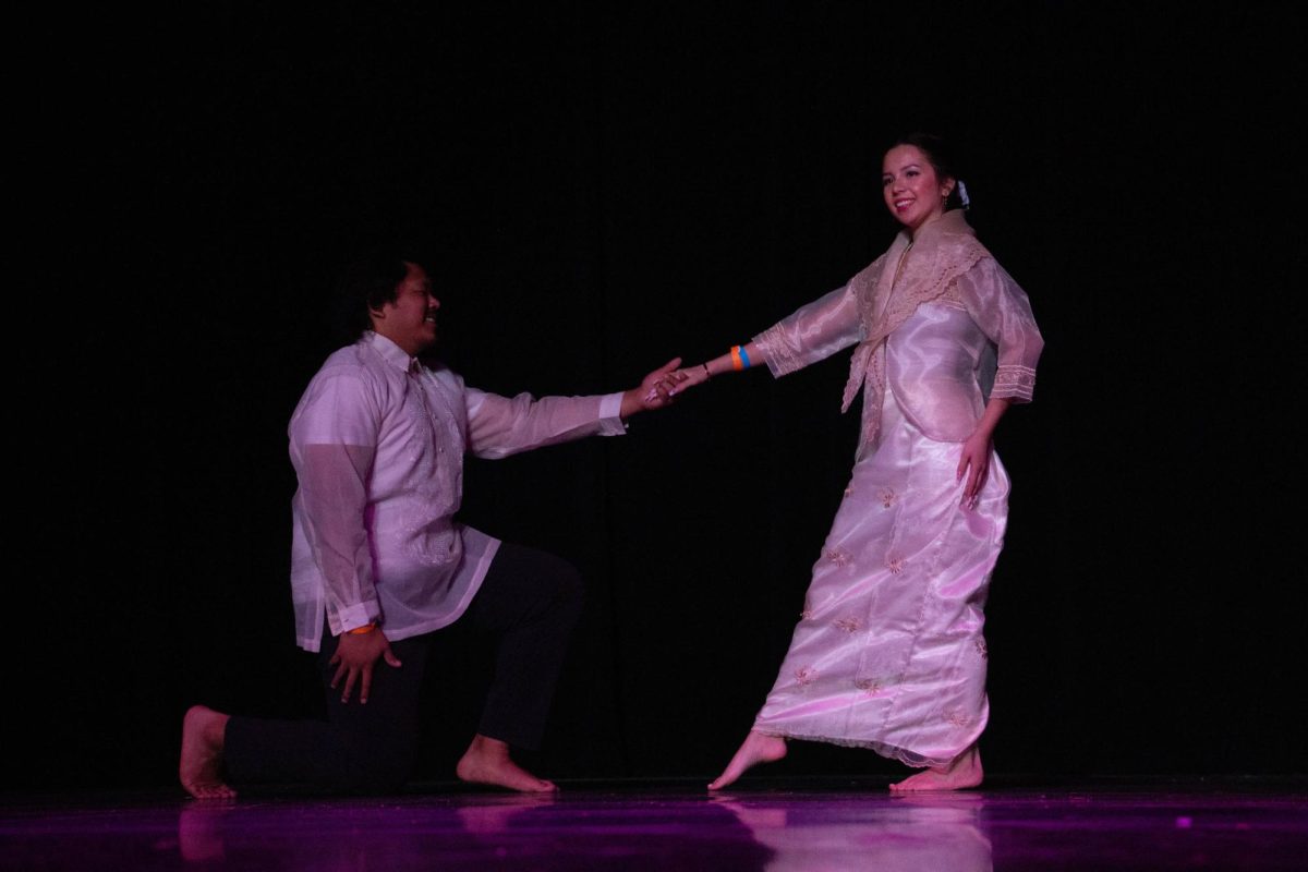 JP De Vera and Rica Cunningham perform leading roles in Texas State FSA’s culture dance, Friday, March 8, 2024, at GoodPhil.