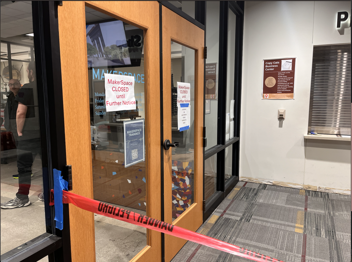 The MakerSpace was closed until the week of March 4. It was closed off with red caution tape, Thursday, Feb. 29, 2024 in Alkek Library. 
