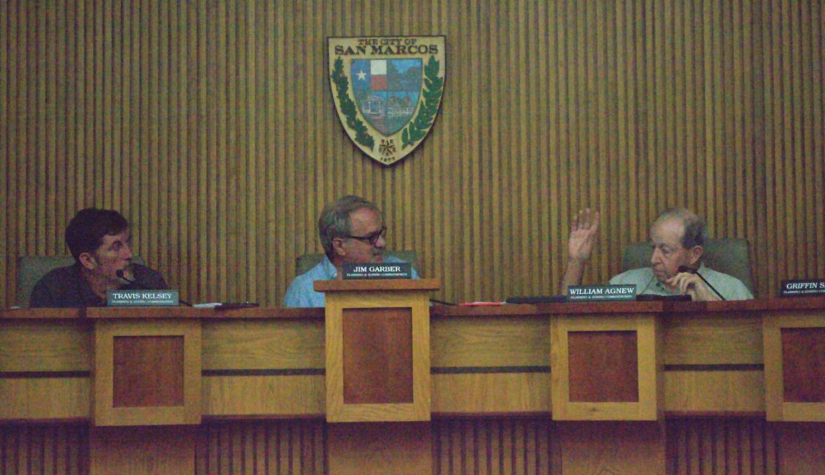 San Marcos commissioner William Agnew requests to pose a question to the applicant, Tuesday, Feb. 27, 2024, at San Marcos City Hall.